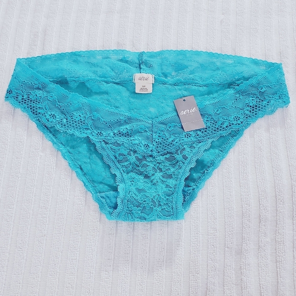 aerie Other - AERIE Low Rise Cheeky Lace Panty In Mint Blue
